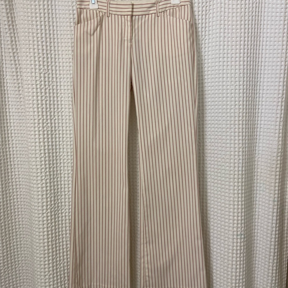 Express Ivory Pants with Black and Pink Pinstripes